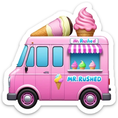 Pink ice cream van in luton called Mr rushed sticker
