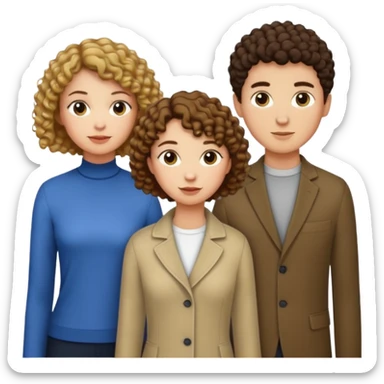 Throuple with two women with curly short hair, man with short brown hair, one woman taller than the others sticker