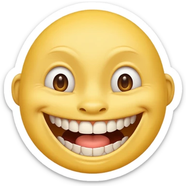 a smiling yellow face with very big teeth like the trivago guy sticker