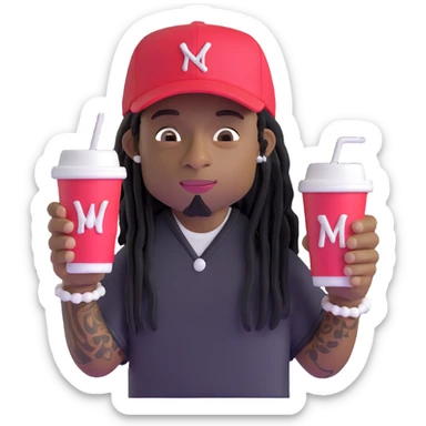 lil wayne with two styrofoam cups sticker