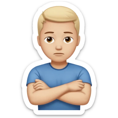 sad face crossing arms sticker