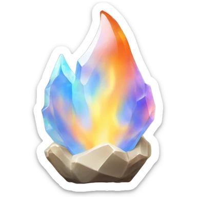 opal crystal flame fire shape sticker