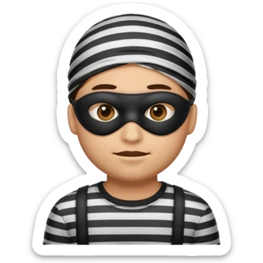 A theif robber emoji,Stripped shirt.eye mask. sticker