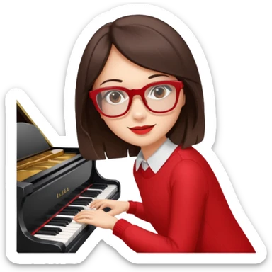Brunette in red  glassespianista sticker