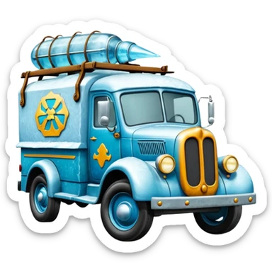  Mr. Creepy Freeze’s shiny frozen Scooby Doo 1918 Lightning Bug busters exterminators antique long wheelbase moving truck  sticker