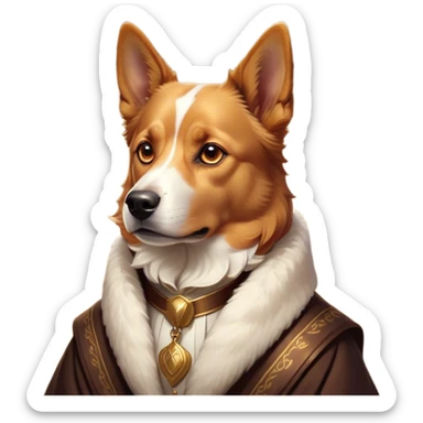 Cinematic Noble Domestic Dog Portrait Emoji, Poised and dignified, with a well-proportioned build and a neatly groomed coat of warm, inviting tones, expressive eyes radiating loyalty and wisdom, Simplified yet sharp and sophisticated features, highly detailed, glowing with a soft, dignified glow, high shine, intelligent and steadfast, stylized with an air of understated charm, focused and attentive, soft glowing outline, capturing the essence of a watchful and confident domestic dog that feels as though it could step out of the screen with effortless authority! sticker