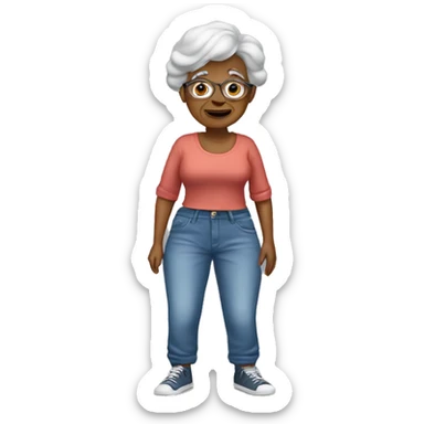 Old women wearing baggy jeans and crop top  sticker