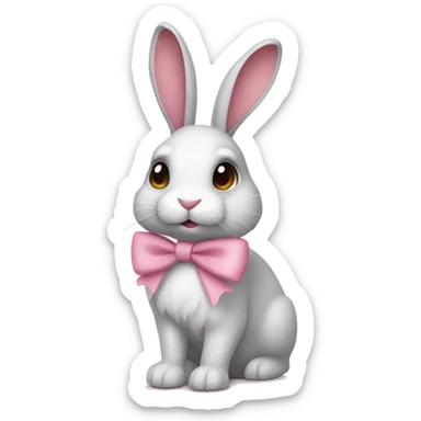 Christmas bunny with light pink bow  sticker