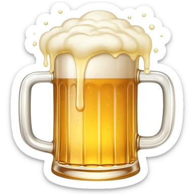 A frothy mug of golden beer with foam overflowing at the top sticker