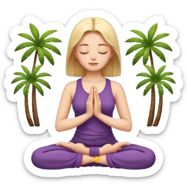 The figure of a bright woman in meditation (simple, abstract), closed eyes, palms are folded in front of the chest sticker