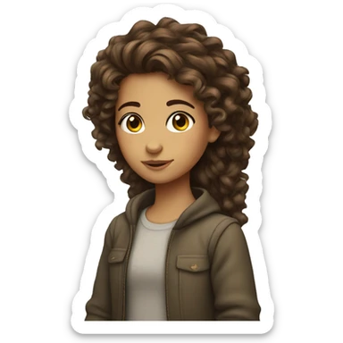 Kurdish girl with brown curly hair  sticker