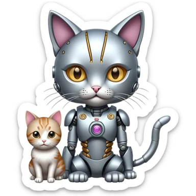 Cyborg with tiny cat sticker