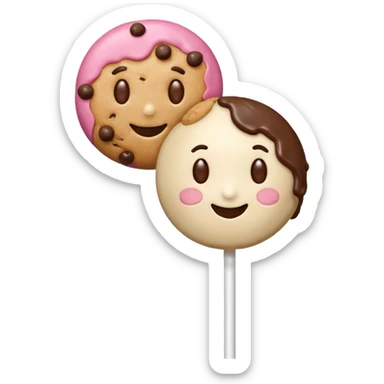 Cake pop with a face side eyeing a cookie  sticker