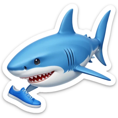 A Shark wearing blue shoes sticker