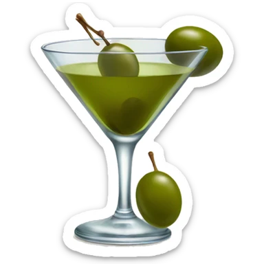 Olive martini with olives on pick sticker