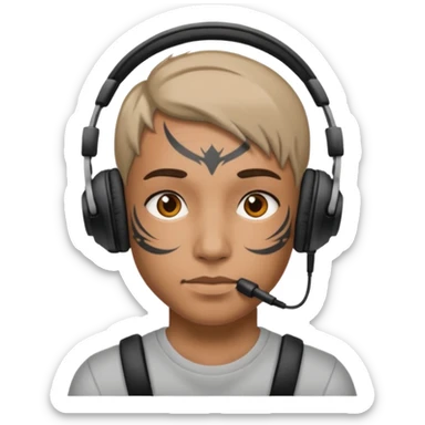 headphone and tattoes on face sticker
