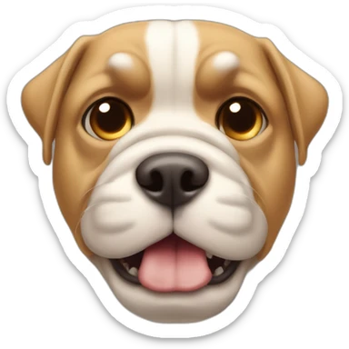 Beabull little white and tan grumpy messed up bottom teeth sticker