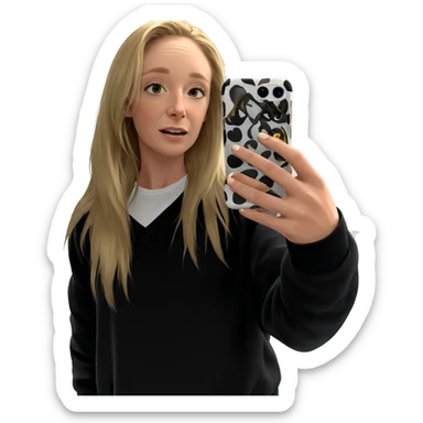 blonde girl in bathroom selfie sticker