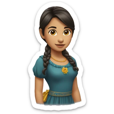 Niña morena pelo suelto sticker