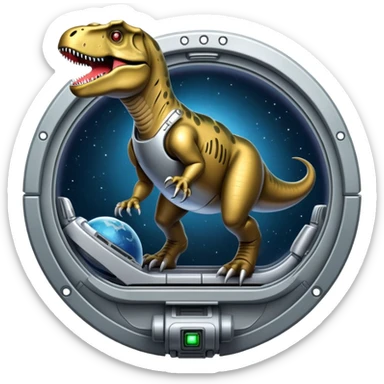 Trex on a spaceship  sticker
