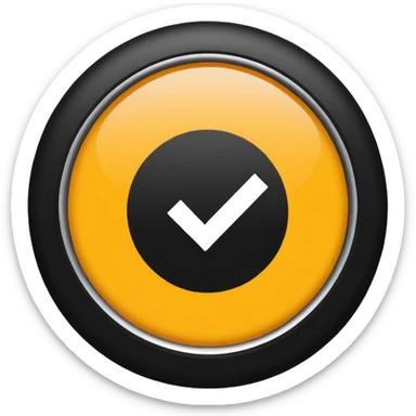 Black circle with a check mark on it sticker