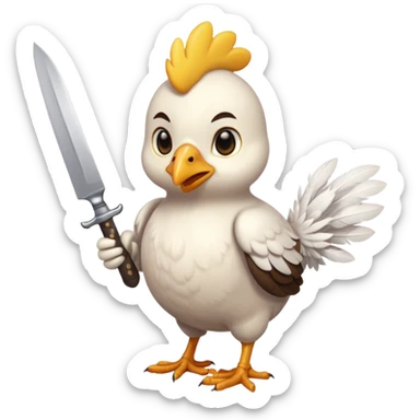 little chicken holding knive sticker