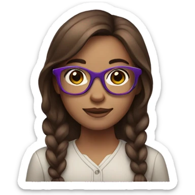 Clean girl With purple glasses and brown hair  sticker