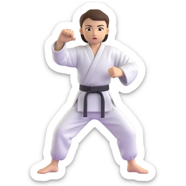 white-skinned adolescent with very short brown hair and brown eyes practicing martial arts sticker