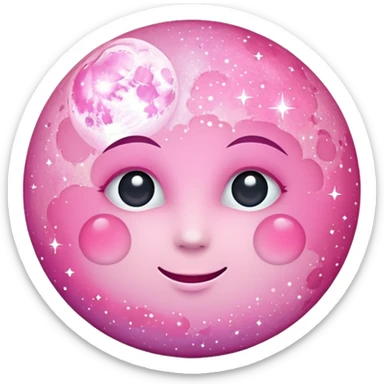 Pink sparkly moon sticker