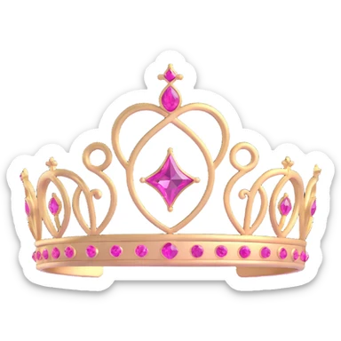 minimal 3D gothic tiara with pink accent, simple and regal sticker