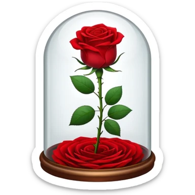 red rose under a glass dome sticker