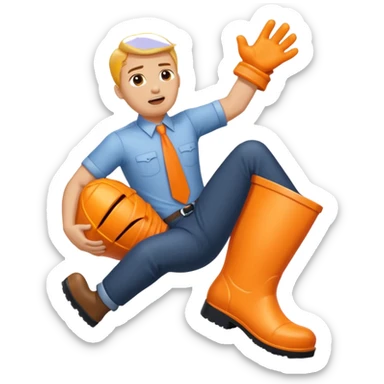 Giant orange boot stepping on an office worker  sticker