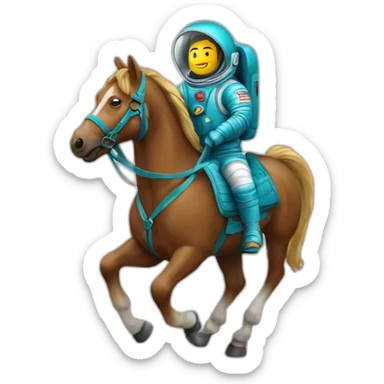 Kazakh cosmonaut on horse sticker