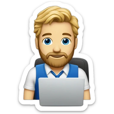 Ikea manager blue eyes beard with laptop sticker