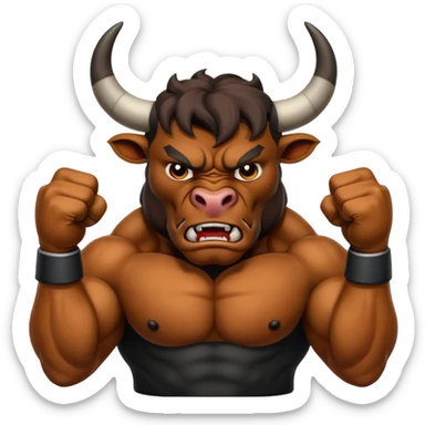 Angry bull emoji showing thumb down (DisLikes) sticker