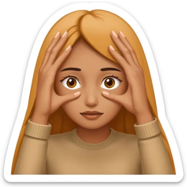 Mulher tampando o rosto,mas tirando um dedo e olhando sticker