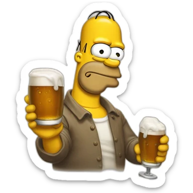 Hommer Simpson qui bois une bière sticker