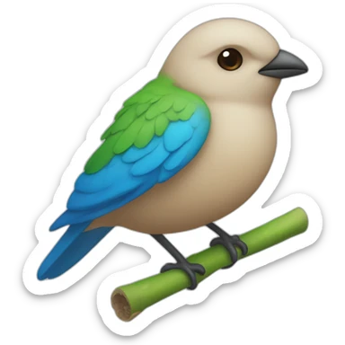 Four Little Bird, The Skin Color are : ( One Green, Two Blue, One White ) sticker