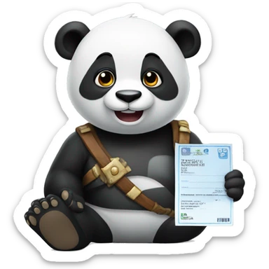 panda warior with a check approval sticker