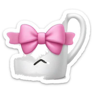 White mug with pink bow sticker