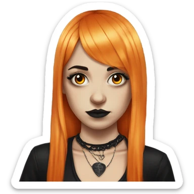 Goth girl tattoos and long orange hair and bangs sticker
