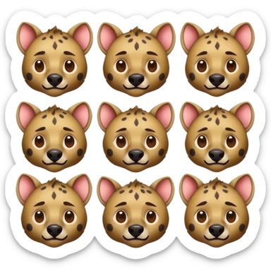 mach mir ein 10er packed mit Hyänen emojis für meinen discord in anime style sticker