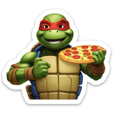 Ninja turtles tmnt eating pizza sticker