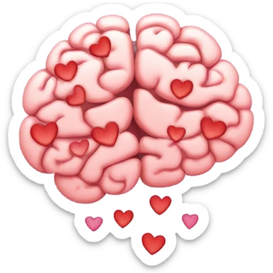 Brain with hearts sticker
