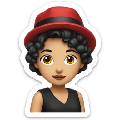 girl in a red hat with black hair in dress sticker