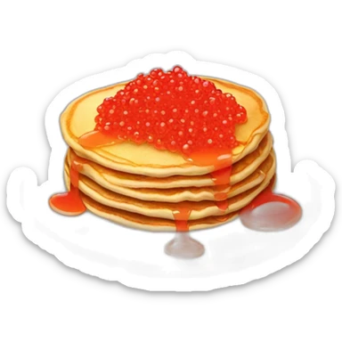 Pancake with red caviar sticker