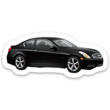 Black infiniti g35 car with emoji smoke behind sticker
