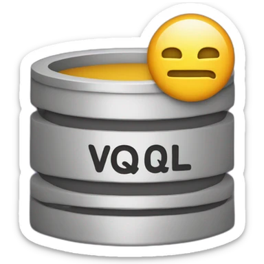 the symbol for sql but it instead says vql sticker