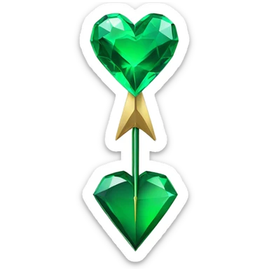 emerald green heart that is pierced by an arrow cupid style sticker