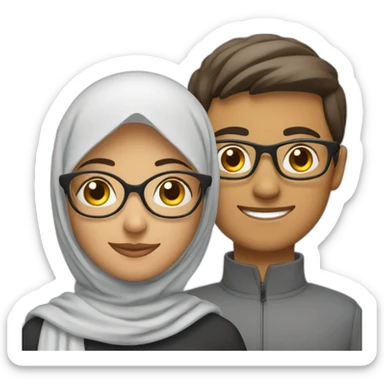 young man with glasses and woman with hijab holiday trips sticker
